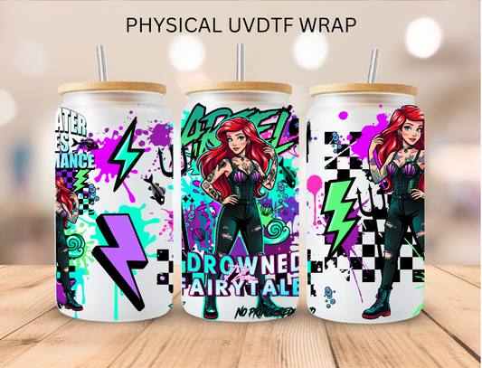 Mermaid Retro Princess - 16 oz / 20 oz Libby UV DTF Wrap