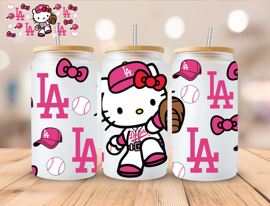 LA Baseball Kitty - 16 oz / 20 oz Libby UV DTF Wrap