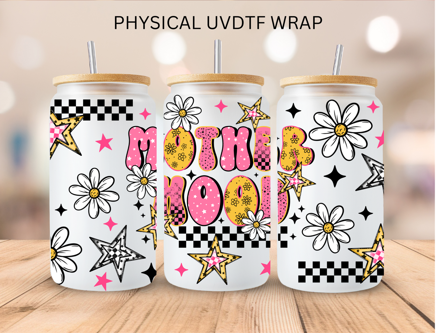 Retro Motherhood - 16 oz / 20 oz Libby UV DTF Wrap