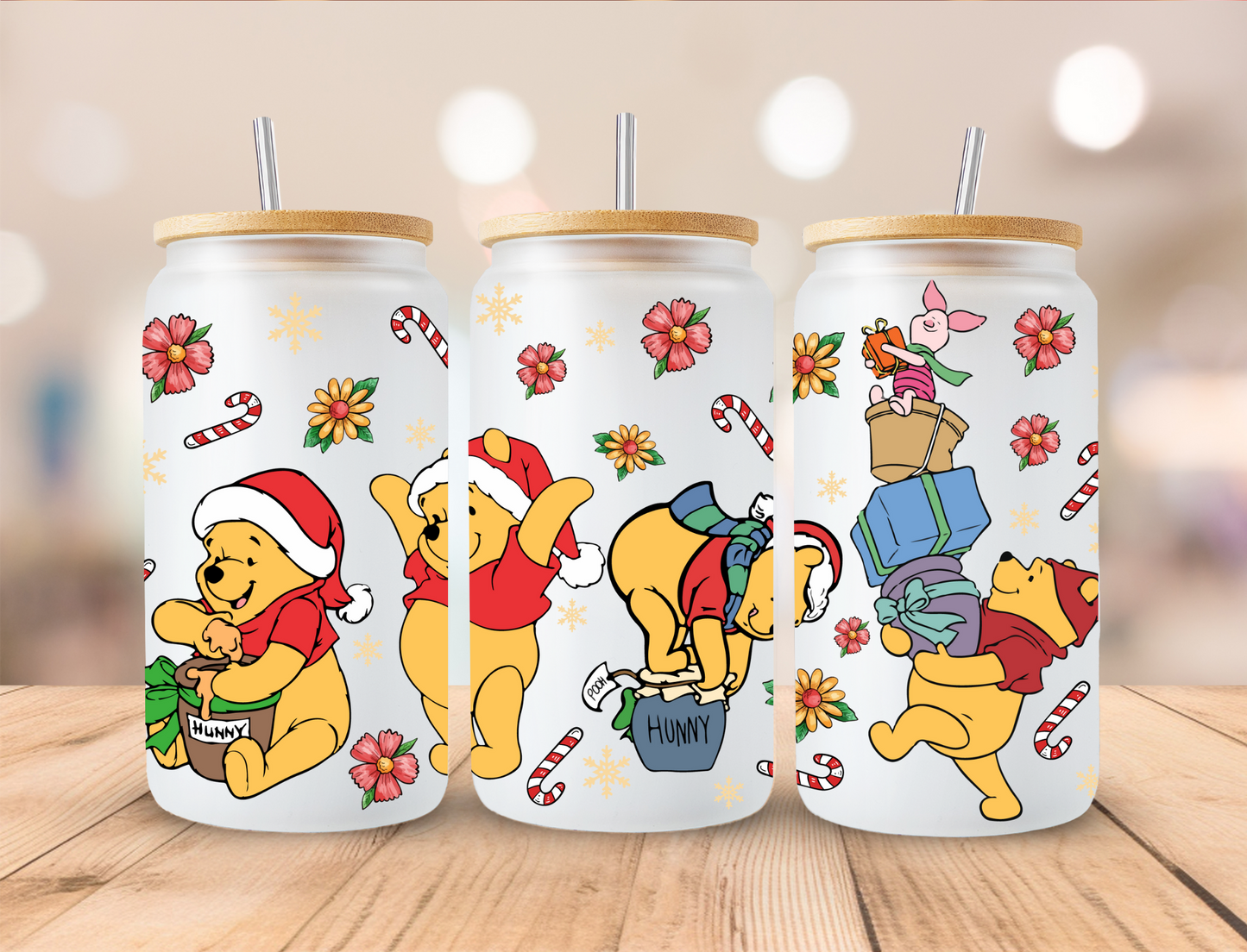 Christmas Bear Presents - 16oz Libby UV DTF Wrap