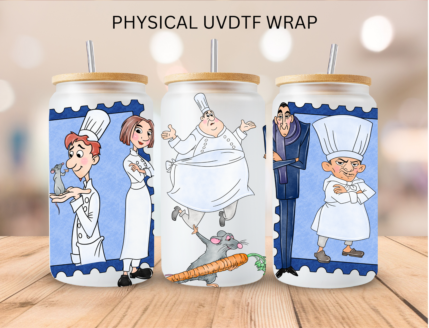 Rat Chef Stamps Collection - 16 oz / 20 oz Libby UV DTF Wrap