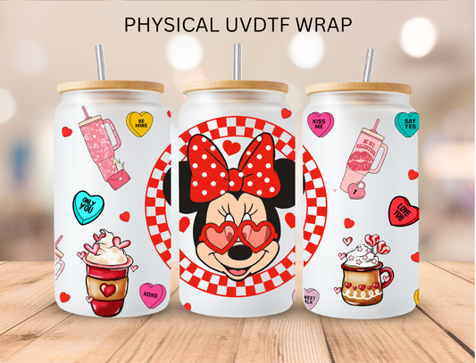 Valentines Female Mouse Checkered - 16 oz / 20 oz Libby UV DTF