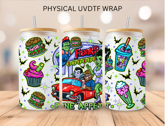 Halloween Franks Diener - 16 oz / 20 oz Libby UV DTF Wrap