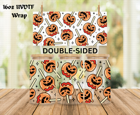 Halloween Candy Apple - 16 oz Libby UV DTF DOUBLESIDED Wrap RTS