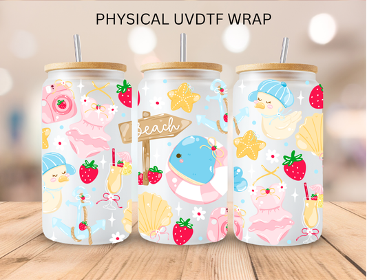 Cottagecore Beach Essentials - 16 oz / 20 oz Libby UV DTF Wrap