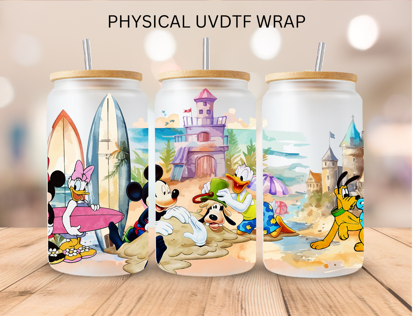 Watercolor Beach Castle - 16 oz / 20 oz Libby UV DTF