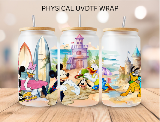 Watercolor Beach Castle - 16 oz / 20 oz Libby UV DTF