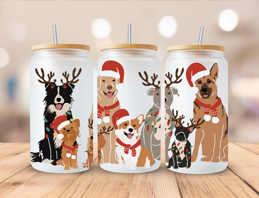 Christmas Dogs - 16oz Libby UV DTF Wrap