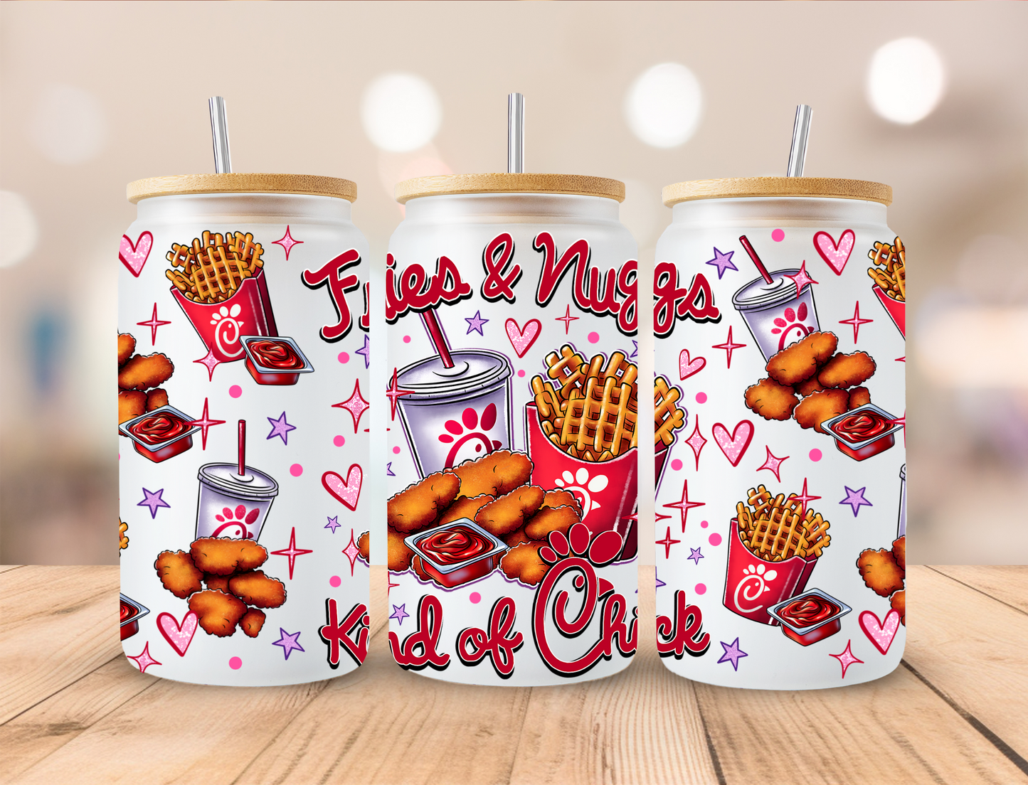 Fries And Nuggs Kind Of Chick - Libby UV DTF Wrap EXCLUSIVE DESIGNED