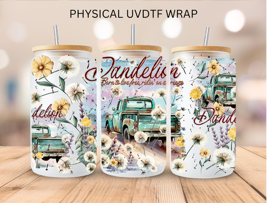 Dandelion Vintage Truck - 16 oz / 20 oz Libby UV DTF Wrap