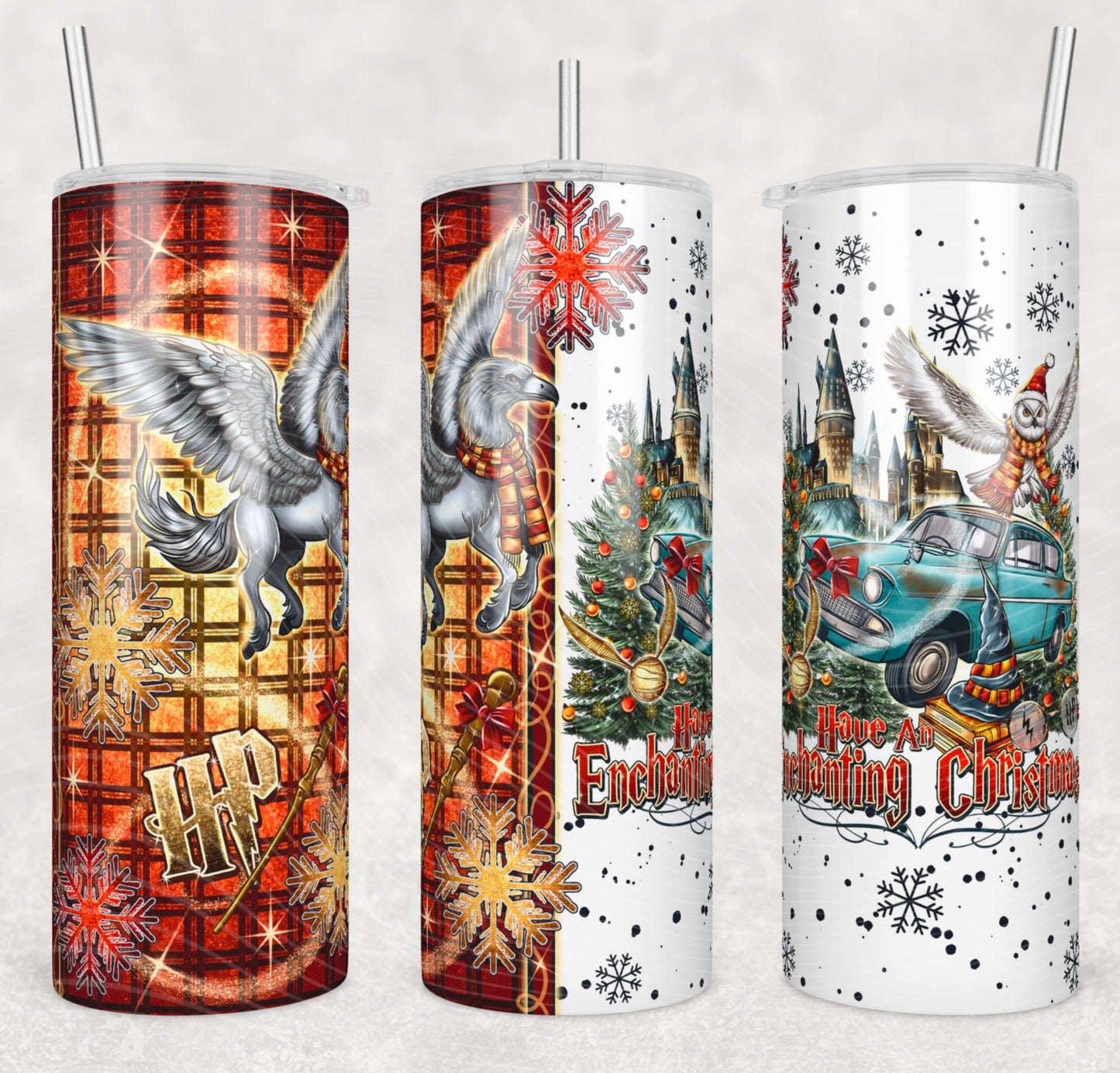 Wizard Enchanted Christmas - 20oz Skinny Tumbler / 25 Oz Glass Tumbler Wrap