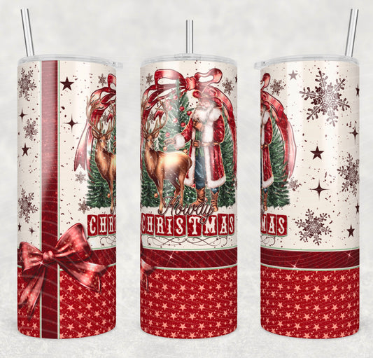 Howdy Christmas - 20oz Skinny Tumbler / 25 Oz Glass Tumbler Wrap