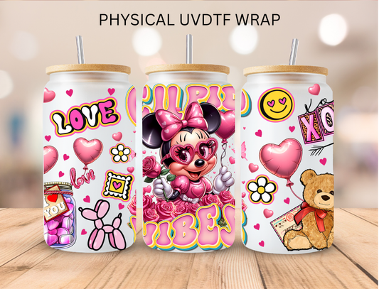 Valentines Cupid Vibes Girl Mouse - 16 oz / 20 oz Libby UV DTF
