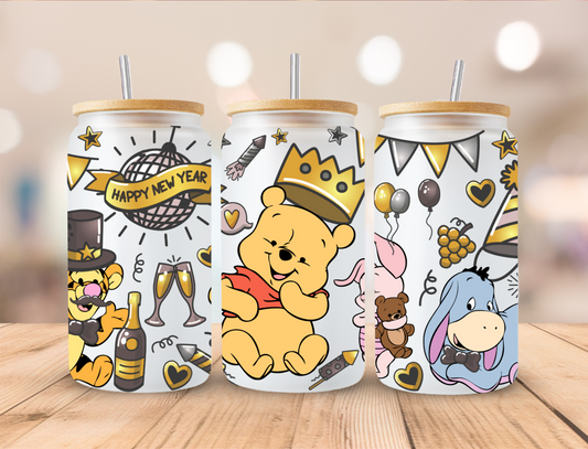 New Years Bear and Friends - 16 oz Libby UV DTF