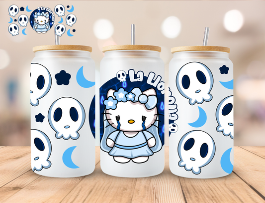 Hispanic Sad Kitty Bride - 16 oz / 20 oz Libby UV DTF Wrap