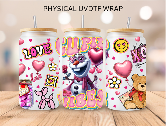 Valentines Cupid Vibes Snowman Olaf - 16 oz / 20 oz Libby UV DTF