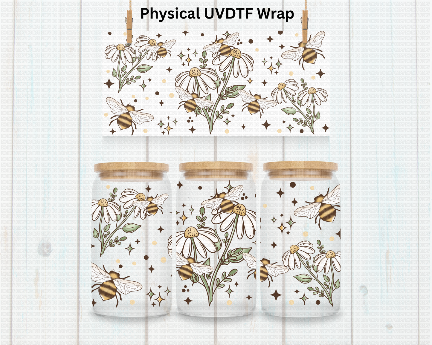 Spring Daisy and Bee's - 16 oz / 20 oz Libby UV DTF