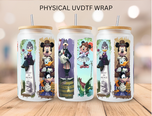 Halloween Haunted Mouse And Friends - 16 oz / 20 oz Libby UV DTF Wrap