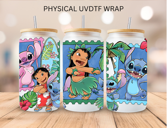 Luah Girl and Alien Stamps Collection - 16 oz / 20 oz Libby UV DTF Wrap