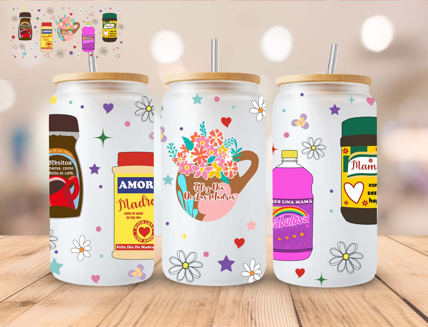 Hispanic Amor - 16 oz / 20 oz Libby UV DTF Wrap