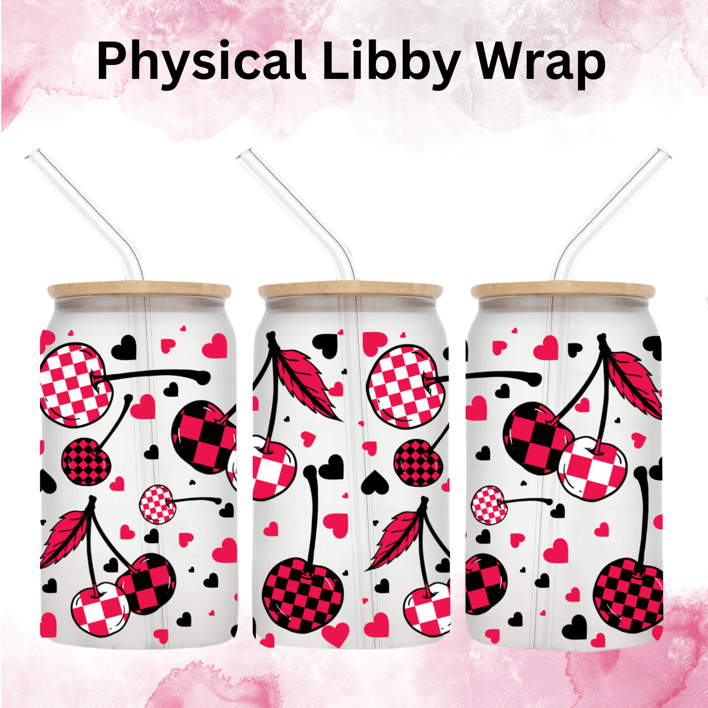Hot Pink Checkered Cherries - 16 oz / 20 oz Libby UV DTF