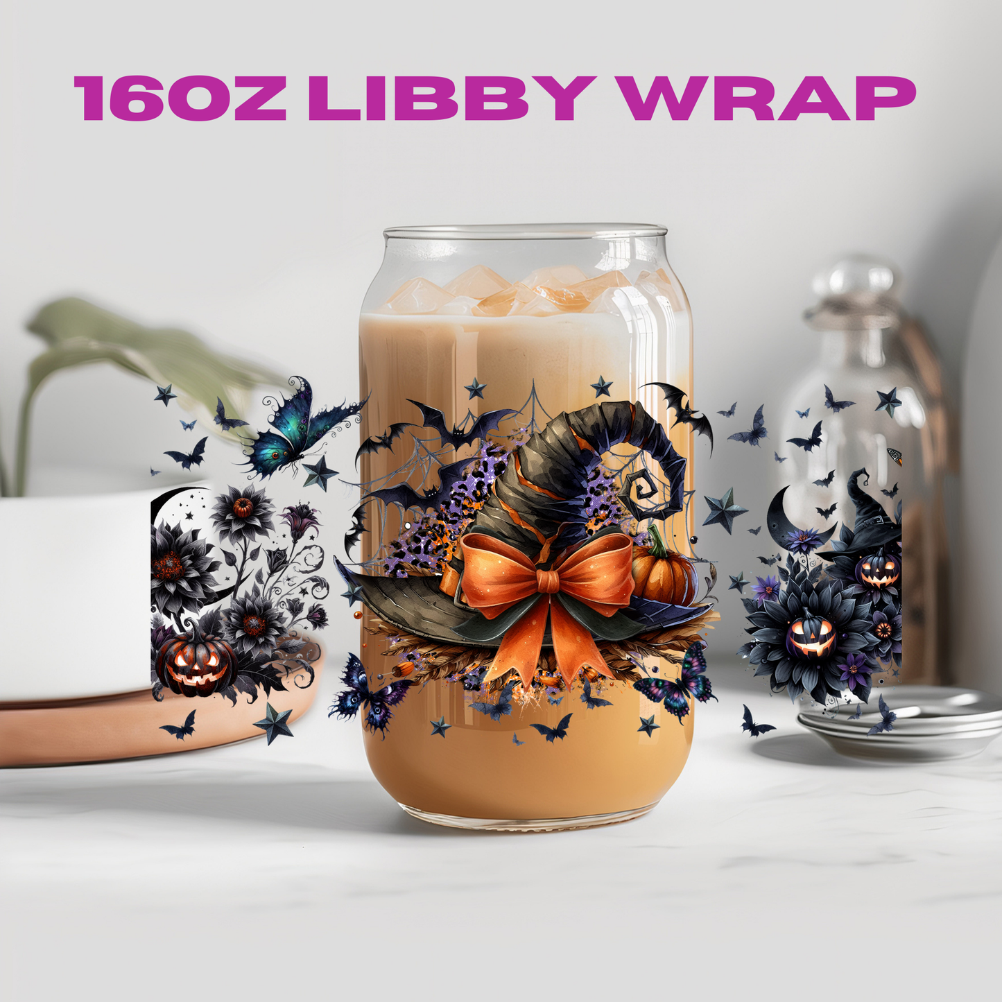 Halloween Spooky Witch Hat Collection - 16 oz / 20 oz Libby UV DTF Wrap