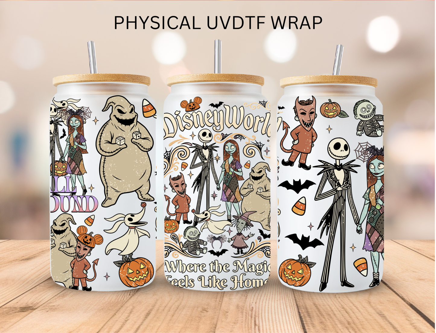 Watercolor Halloween Castle World - 16 oz / 20 oz Libby UV DTF Wrap