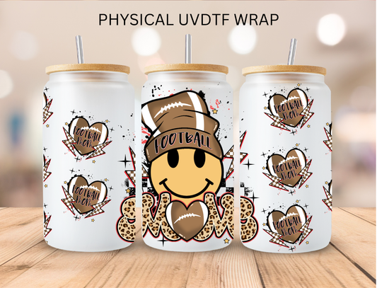Football Mom Smiley - 16 oz / 20 oz Libby UV DTF
