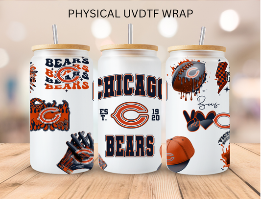 Bears NFL Team - 16 oz / 20 oz Libby UV DTF Wrap