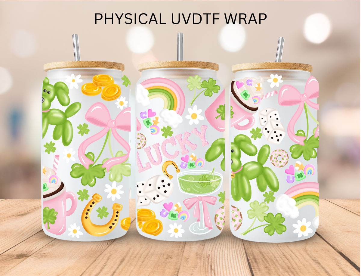 St Patty LUCKY Watercolor - 16 oz / 20 oz Libby UV DTF