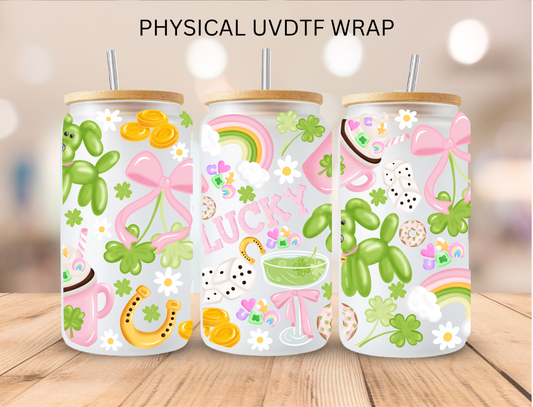 St Patty LUCKY Watercolor - 16 oz / 20 oz Libby UV DTF