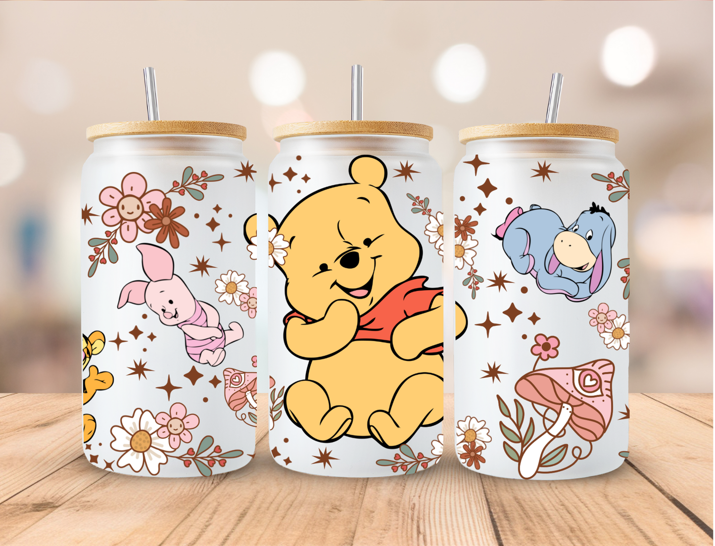 Spring Yellow Bear - 16 oz / 20 oz Libby UV DTF Wrap