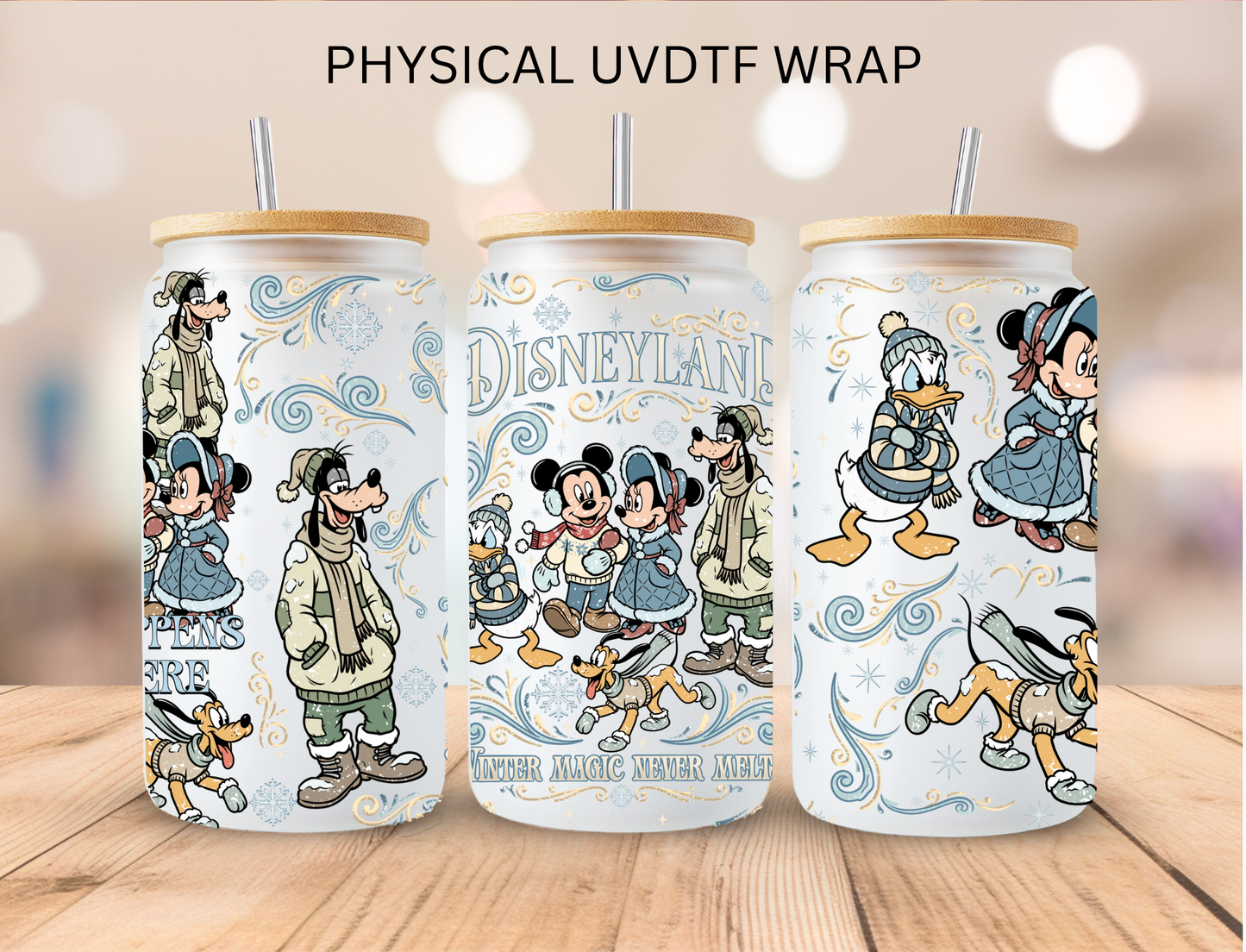Watercolor Christmas Castle Land - 16 oz / 20 oz Libby UV DTF Wrap
