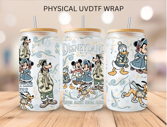 Watercolor Christmas Castle Land - 16 oz / 20 oz Libby UV DTF Wrap