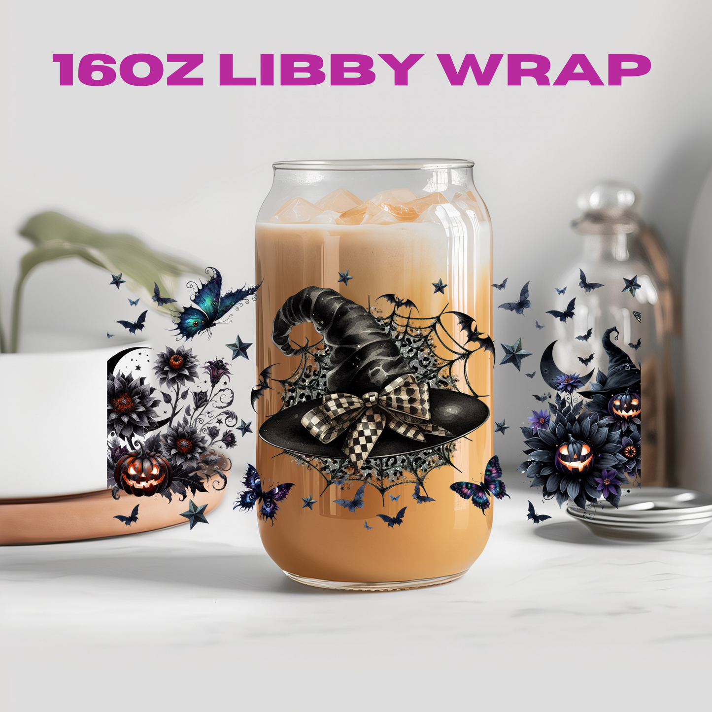 Halloween Spooky Witch Hat Collection - 16 oz / 20 oz Libby UV DTF Wrap