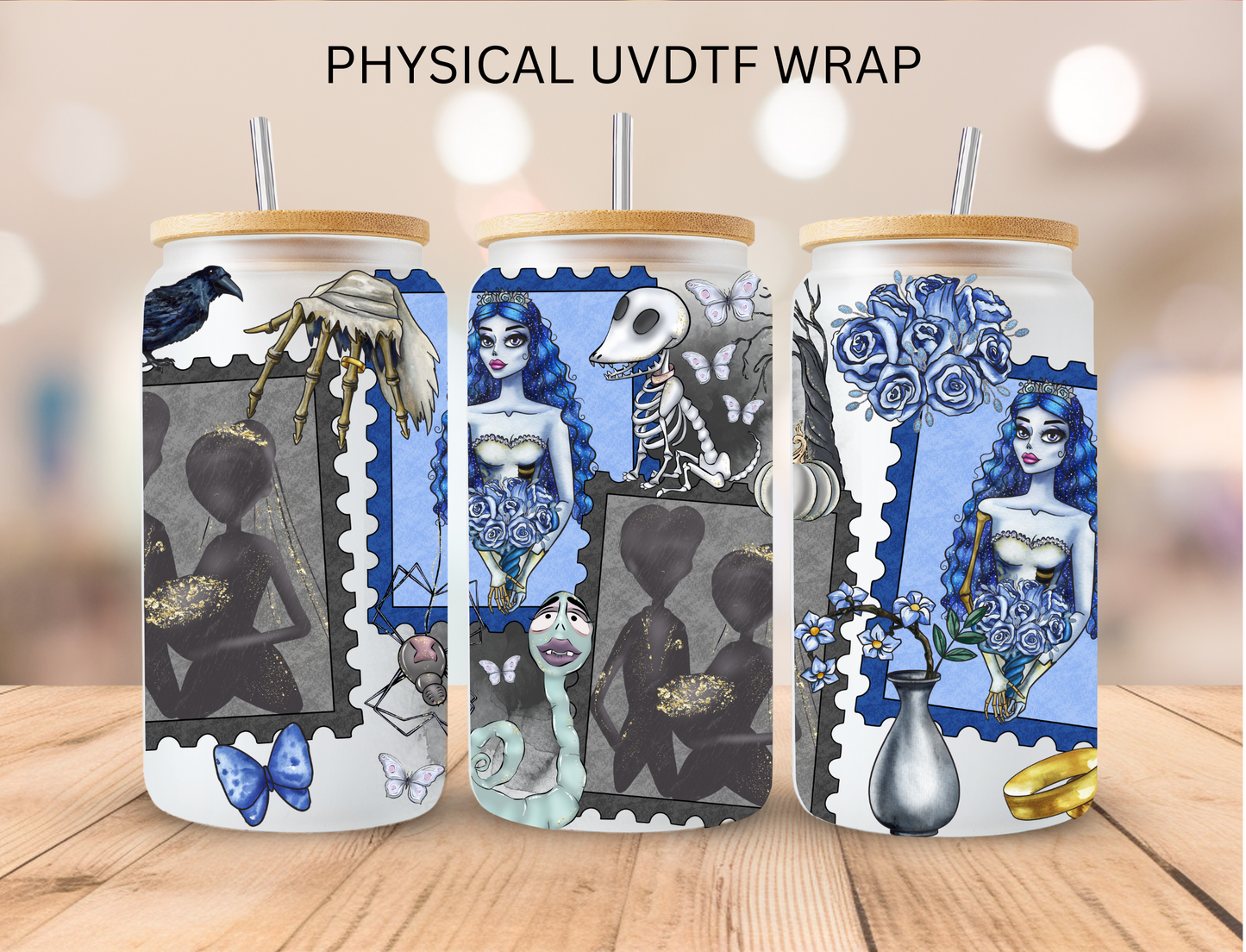 Corpse Bride Stamps Collection - 16 oz / 20 oz Libby UV DTF Wrap