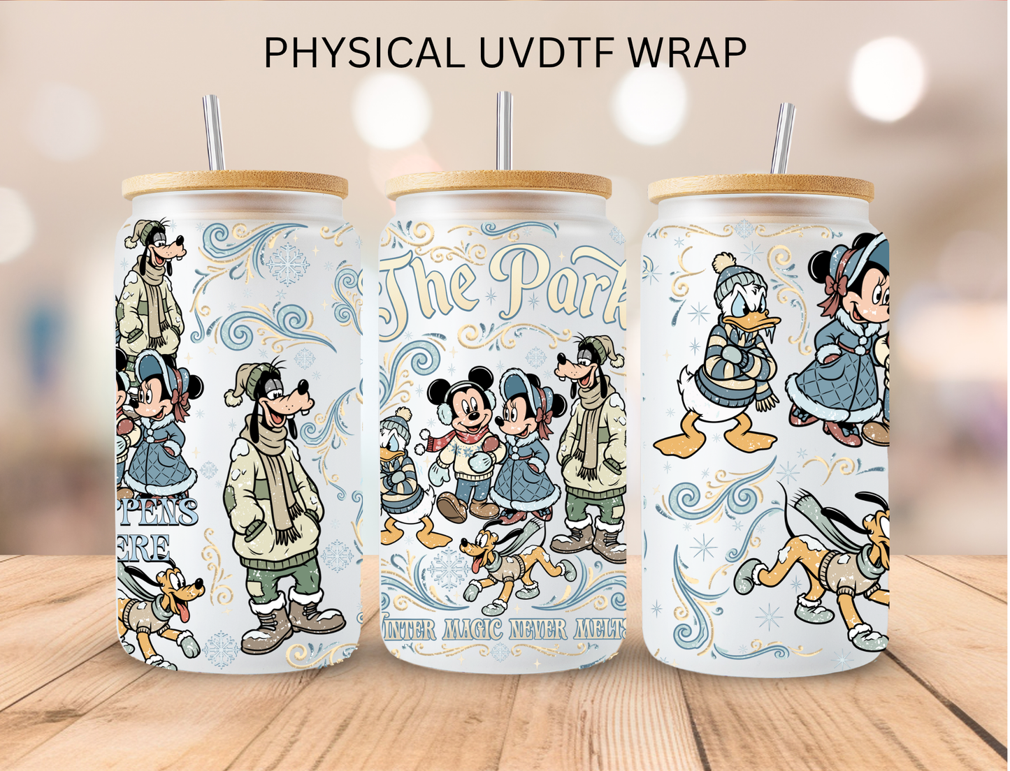 Watercolor Christmas The Park - 16 oz / 20 oz Libby UV DTF Wrap