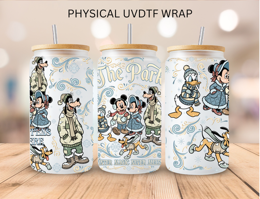 Watercolor Christmas The Park - 16 oz / 20 oz Libby UV DTF Wrap