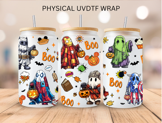 Halloween Superhero Ghosts - 16 oz / 20 oz Libby UV DTF Wrap