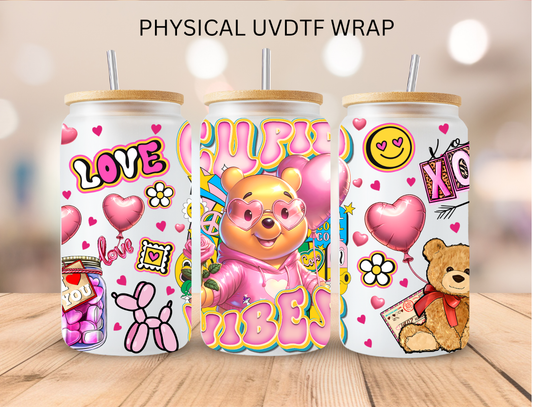 Valentines Cupid Vibes Poo Yellow Bear - 16 oz / 20 oz Libby UV DTF