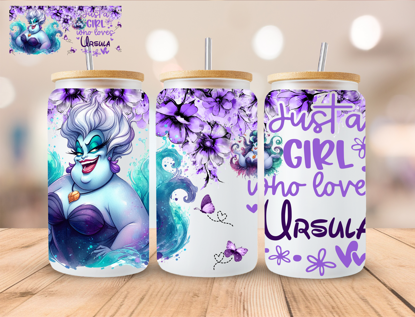 Gril Who Loves Sea Villian - 16 oz / 20 oz Libby UV DTF Wrap