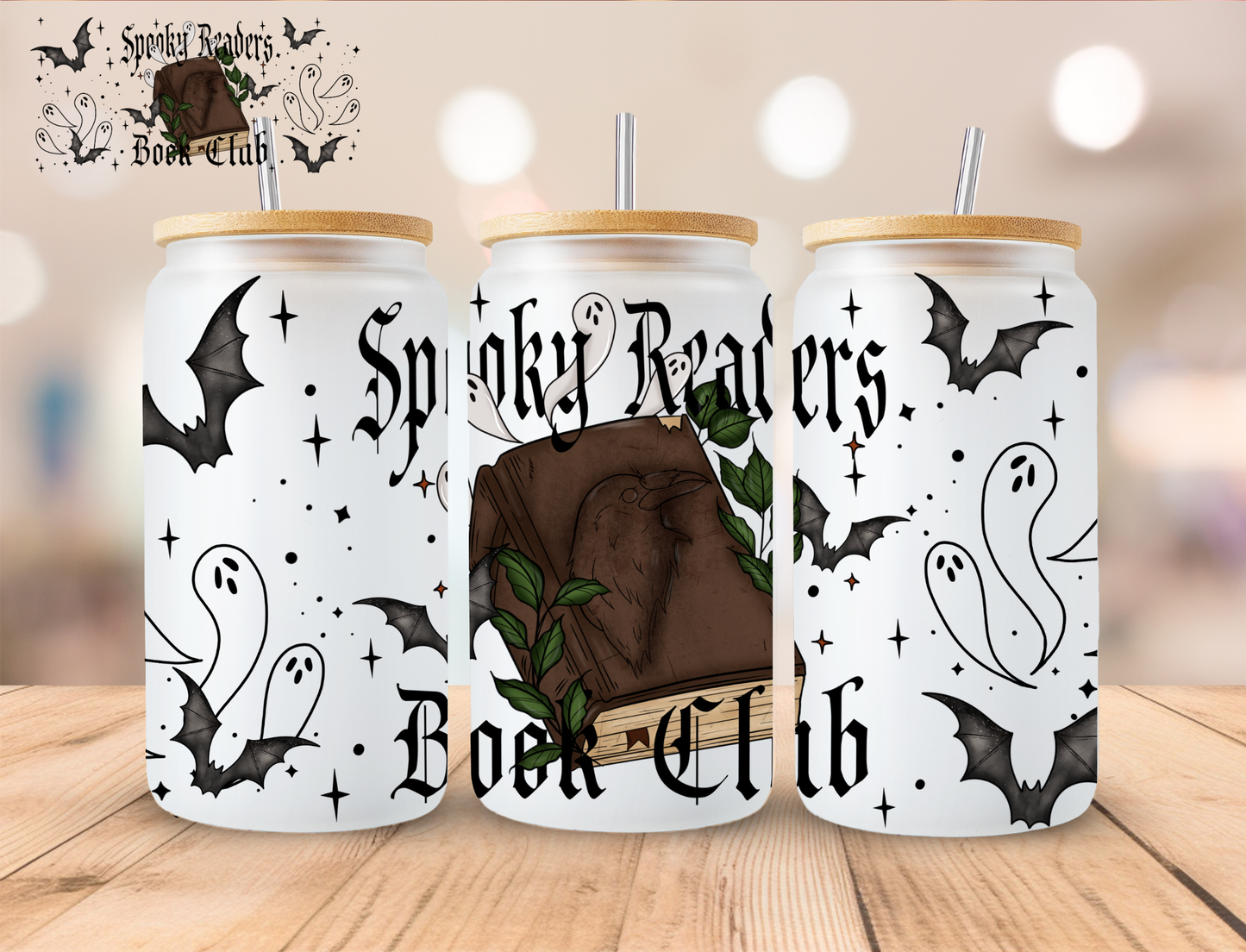 Bookish Spooky Readers Book Club - 16 oz / 20 oz Libby UV DTF Wrap