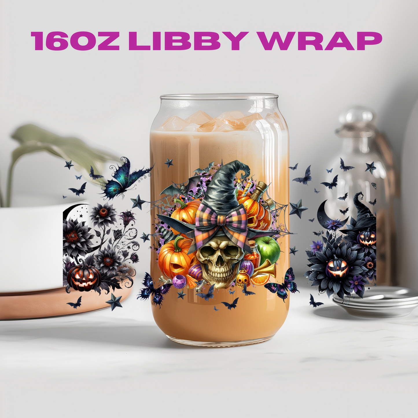 Halloween Spooky Witch Hat Collection - 16 oz / 20 oz Libby UV DTF Wrap