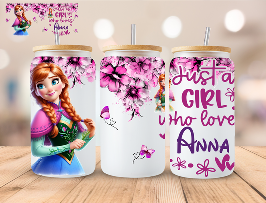 Gril Who Loves Snowman Princess - 16 oz / 20 oz Libby UV DTF Wrap
