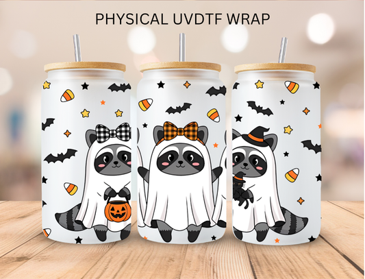 Halloween Raccoon Ghosts - 16 oz / 20 oz Libby UV DTF Wrap