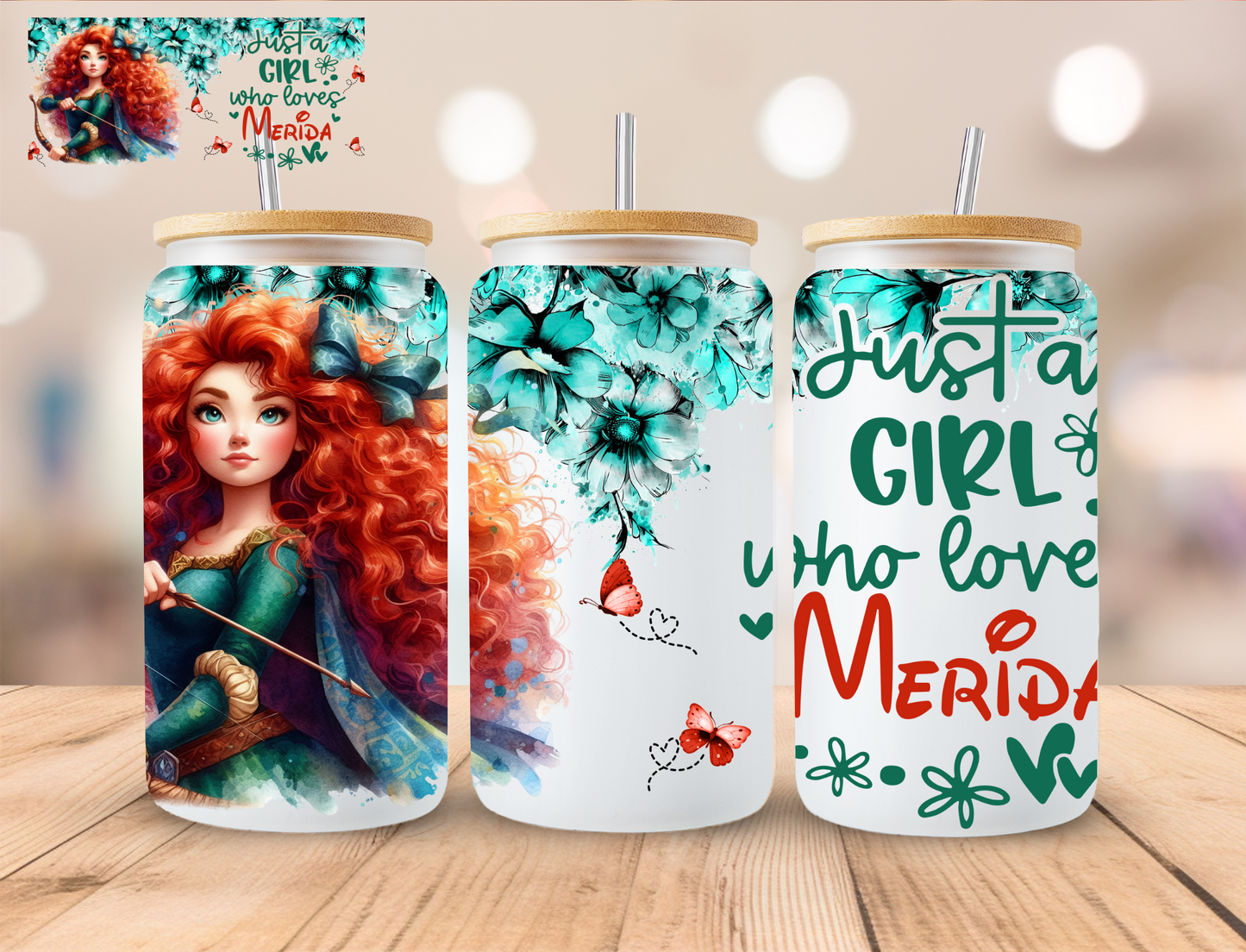 Gril Who Loves Archery Princess - 16 oz / 20 oz Libby UV DTF Wrap