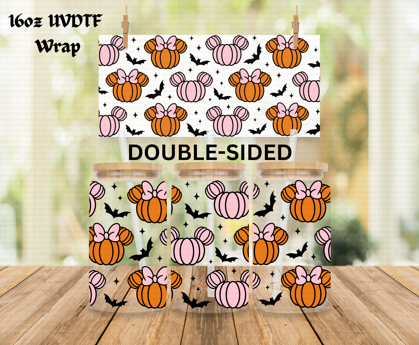 Halloween Mouse Pumpkins - 16 oz Libby UV DTF DOUBLESIDED Wrap RTS