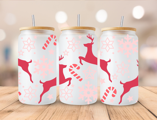 Christmas Deer - 16oz Libby UV DTF Wrap