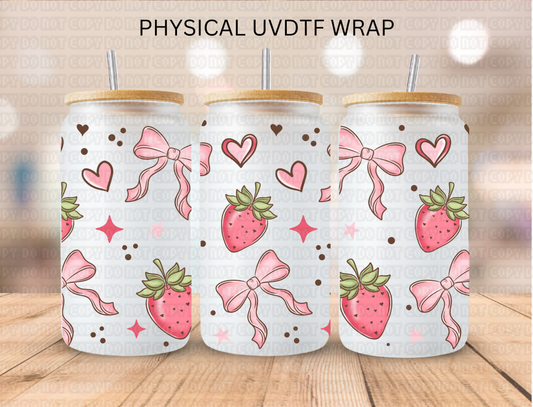 Coquette Bows And Strawberries - 16 oz / 20 oz Libby UV DTF