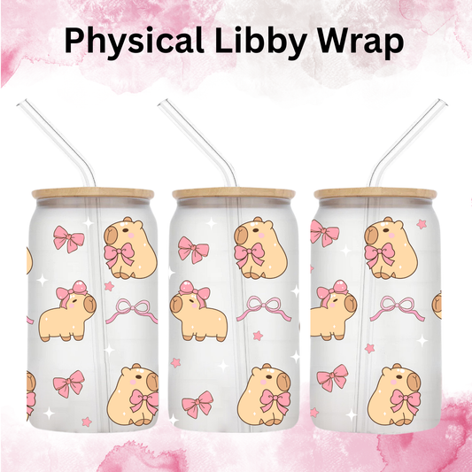 Pink Bow Capybara - 16 oz / 20 oz Libby UV DTF